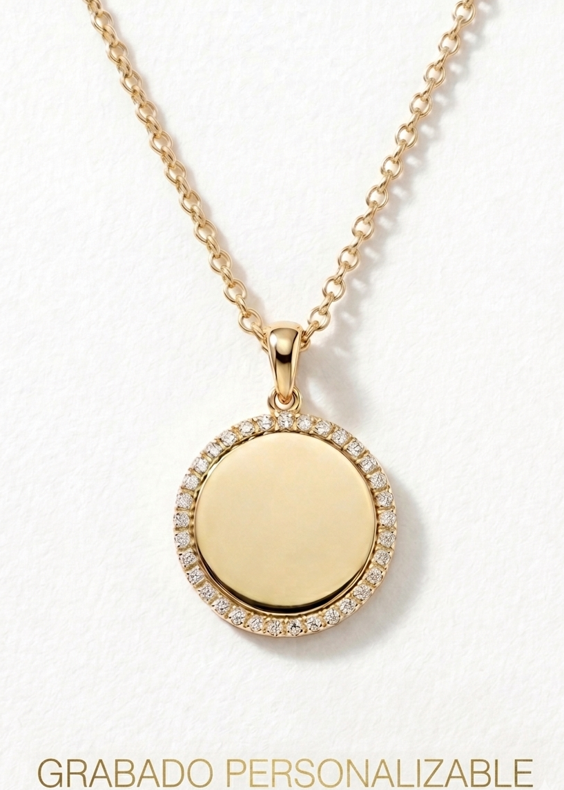 Medalla halo de diamantes personalizable
