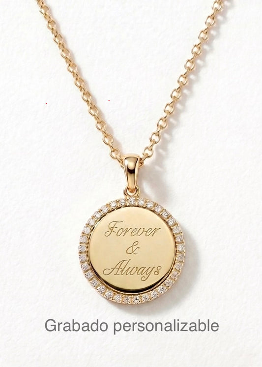 Medalla halo de diamantes personalizable