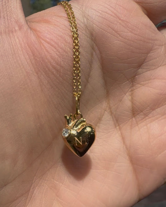 Dije personalizado inicial, piedra de nacimiento