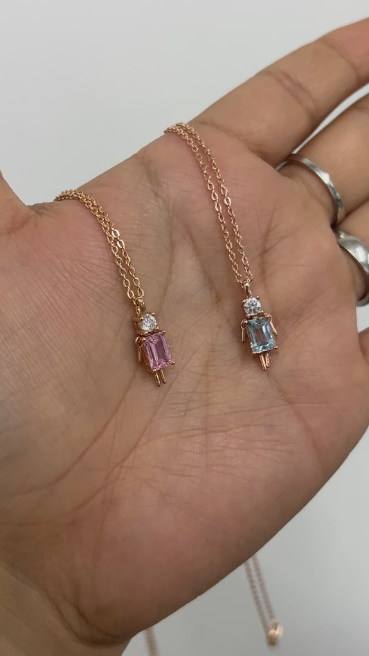 Dije turmalina rosa con diamante